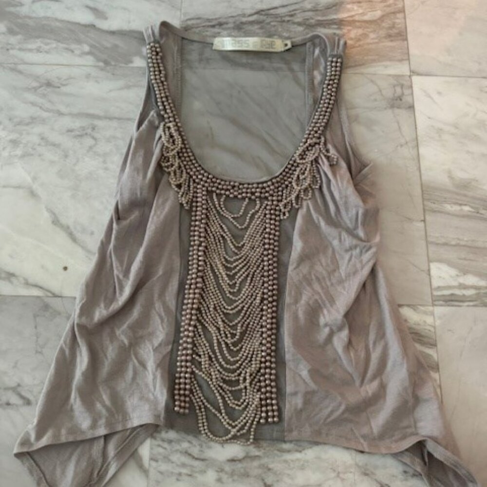 Beaded LF Black Crop Top Size Medium